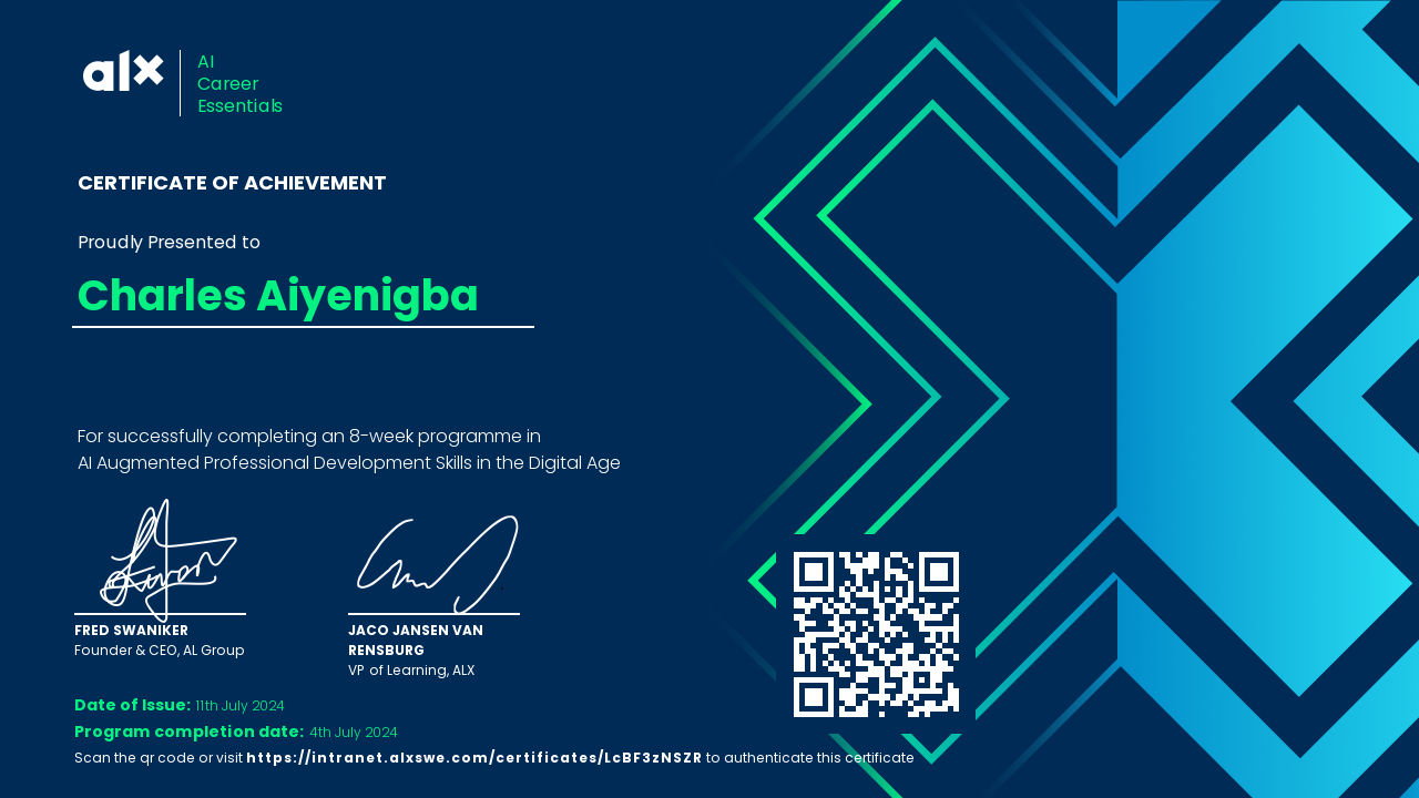 ALX AI Career Essentials (AiCE) Certificate