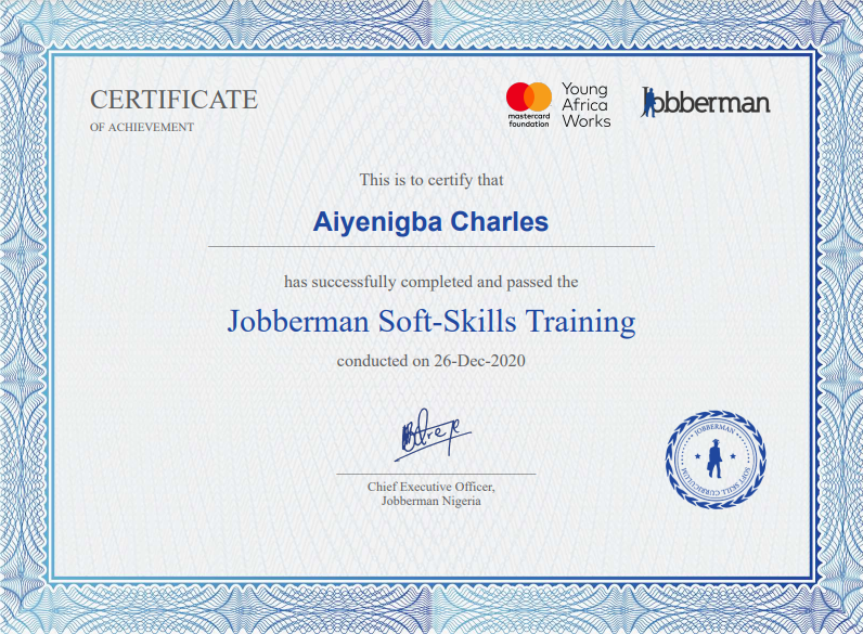 Jobberman Soft-Skills Training Certificate