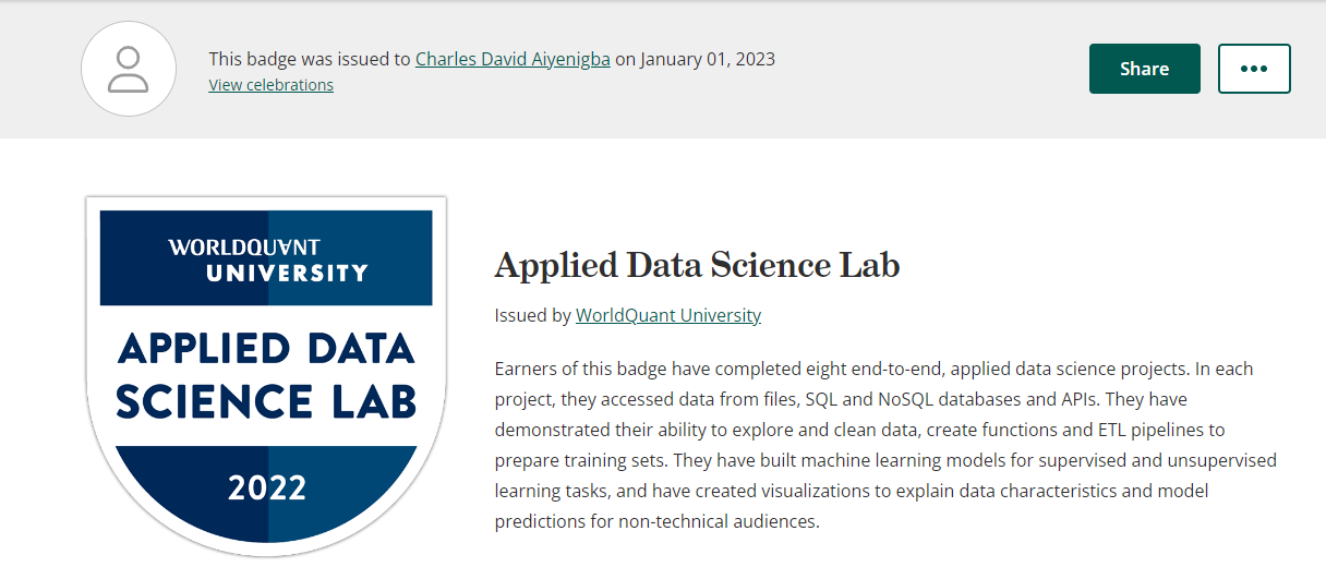 Applied Data Science Certificate